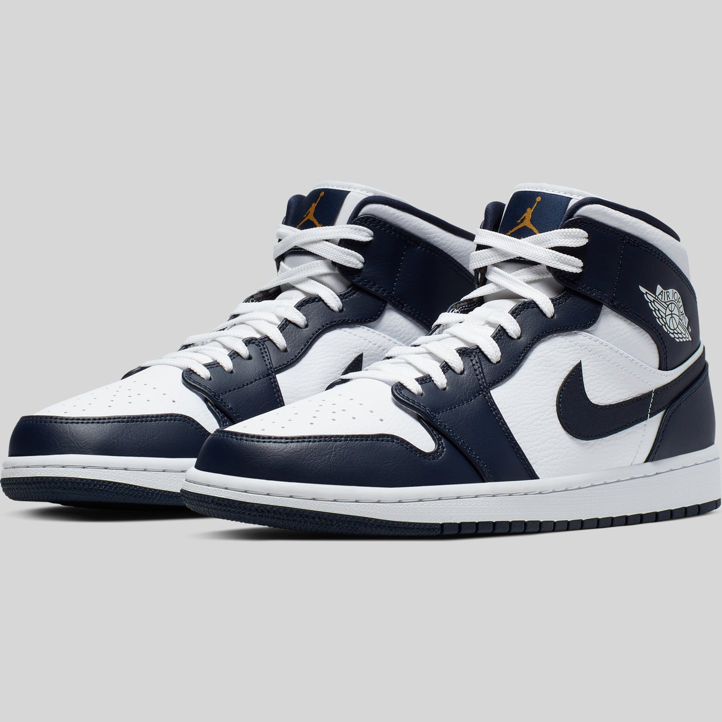 Air Jordan 1 Mid White Metallic Gold Obsidian