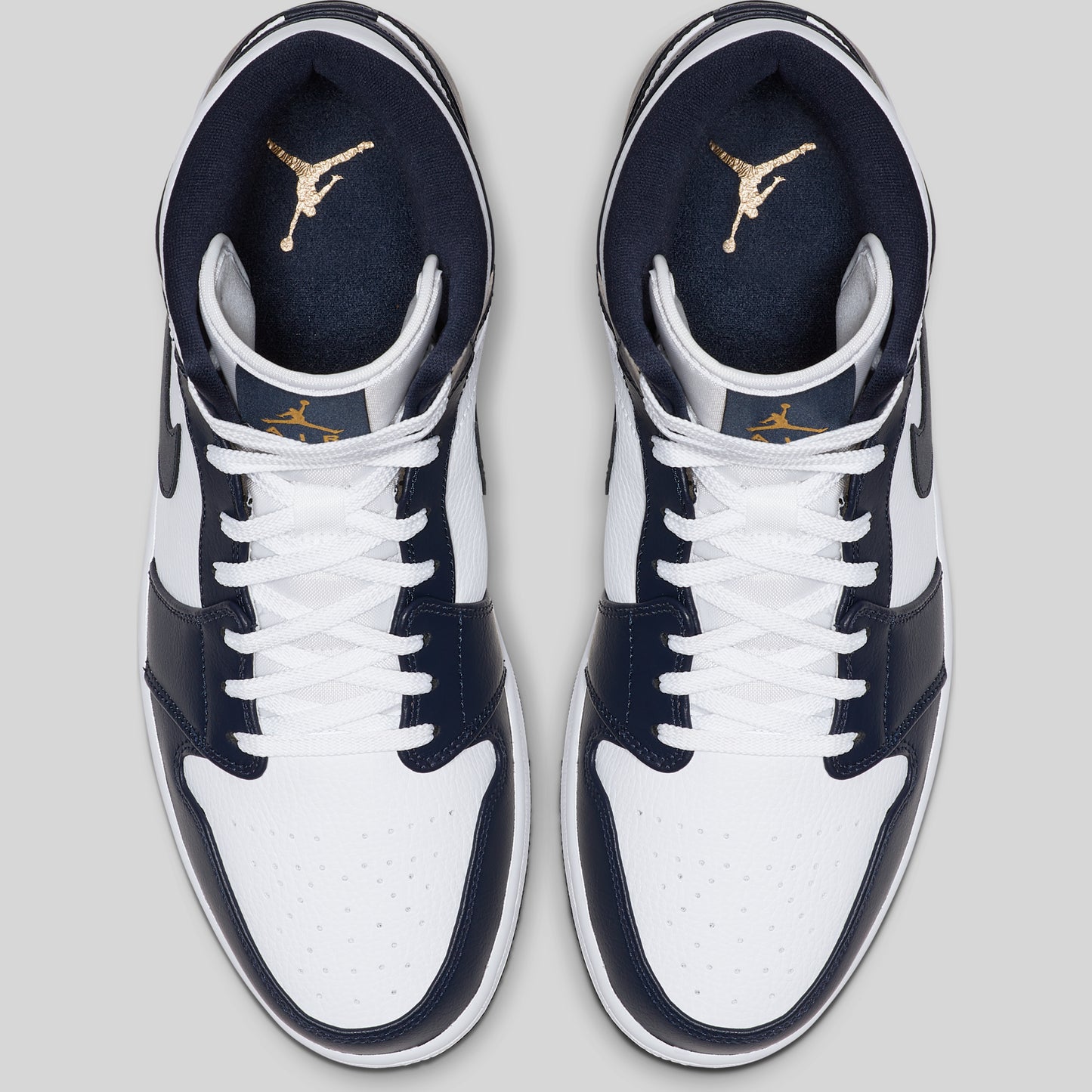 Air Jordan 1 Mid White Metallic Gold Obsidian