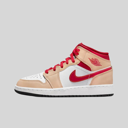 Air Jordan 1 Mid Light Curry Cardinal (GS)