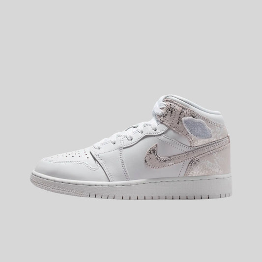 Air Jordan 1 Mid SE Distressed White Field Silver (GS)