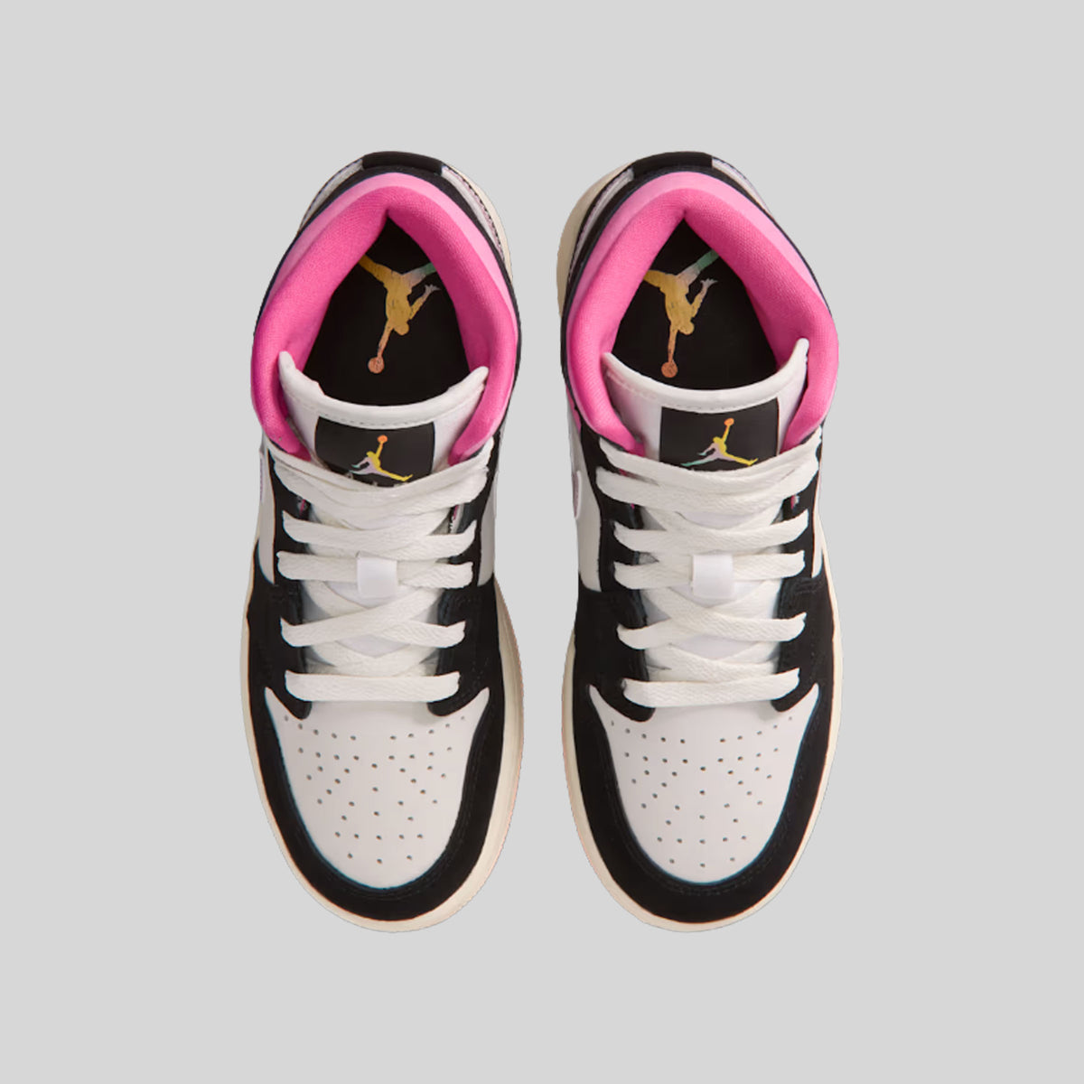 Air Jordan 1 Mid SE Black Pinksicle University Gold (GS)