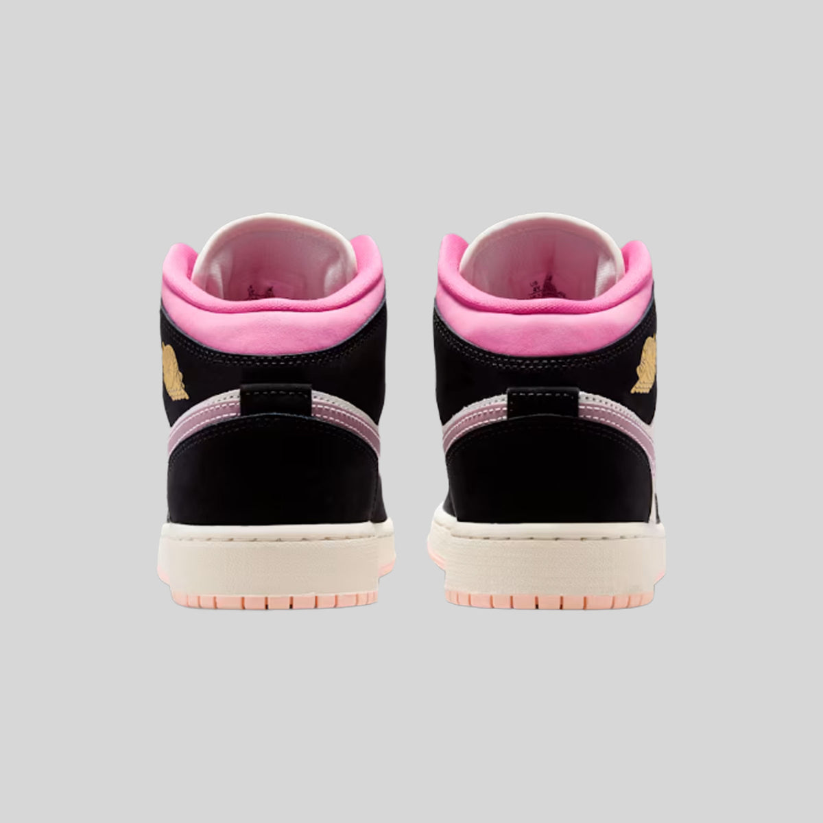 Air Jordan 1 Mid SE Black Pinksicle University Gold (GS)