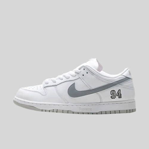 Nike SB Dunk Low Supreme 94 White Metallic Silver